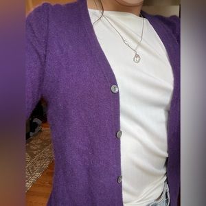 Charter Club 100% Cashmere cardigan royal purple with abalone buttons size s/m